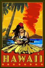 Load image into Gallery viewer, ORGANIC TEA TOWEL Hawaii, Hula Girl & Ukulele