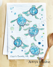Load image into Gallery viewer, Baby Turtles Walking Cute Coastal Customizable Kitchen Towel

