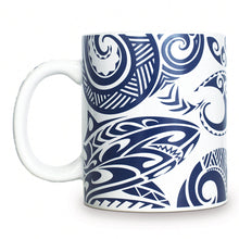 Load image into Gallery viewer, Blue Tribal Shark Mug 14oz
