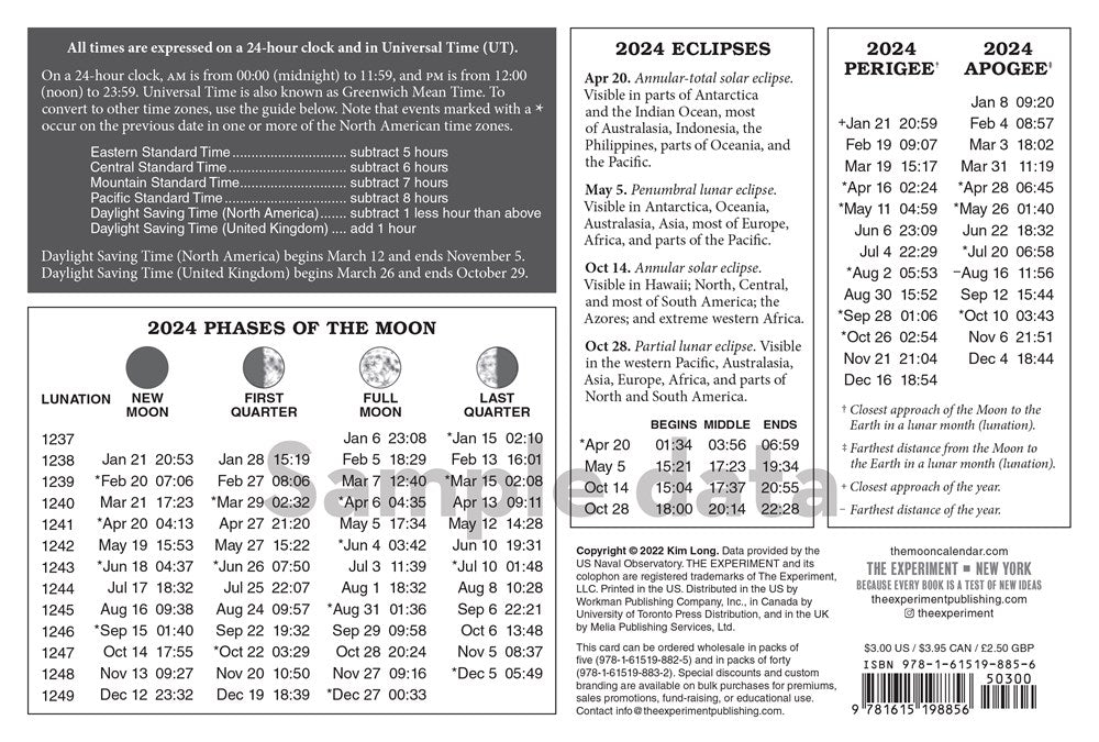 2024 Moon Calendar Card