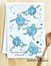 Load image into Gallery viewer, Baby Turtles Walking Cute Coastal Customizable Kitchen Towel
