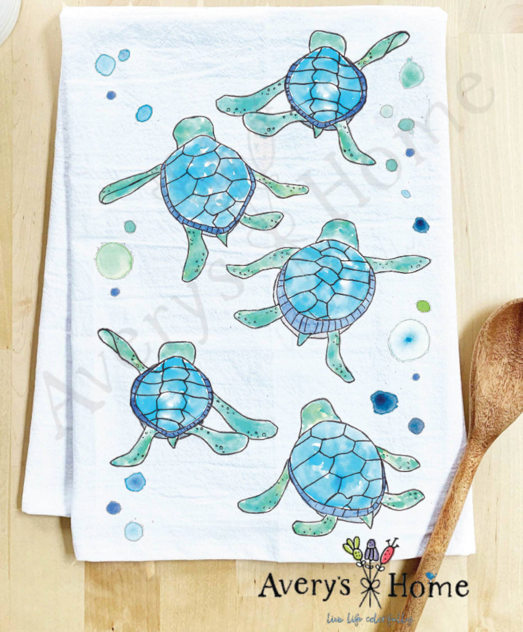Baby Turtles Walking Cute Coastal Kitchen Towel