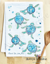Load image into Gallery viewer, Baby Turtles Walking Cute Coastal Customizable Kitchen Towel
