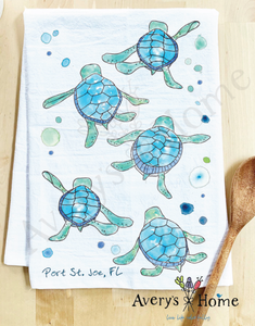 Baby Turtles Walking Cute Coastal Customizable Kitchen Towel