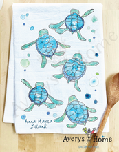 Load image into Gallery viewer, Baby Turtles Walking Cute Coastal Customizable Kitchen Towel
