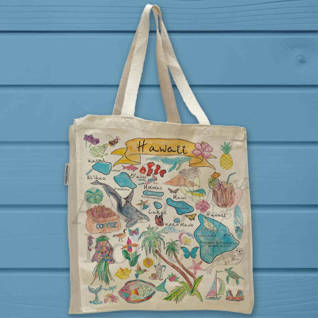 Hawaii State Map Organic Cotton Tote Bag – Aloha Kitchen Style