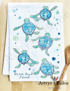 Baby Turtles Walking Cute Coastal Customizable Kitchen Towel