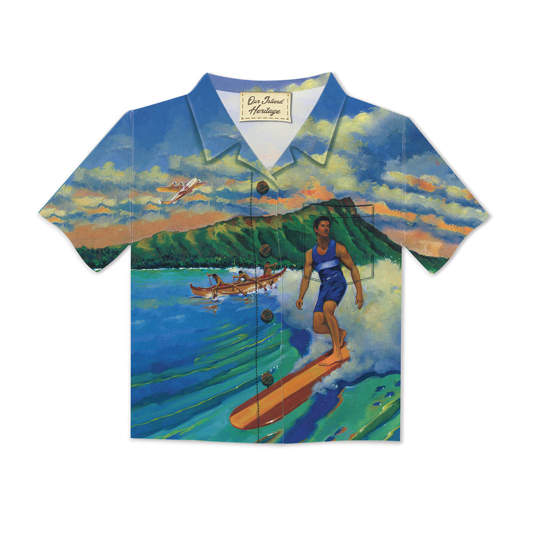 Aloha Shirt Blank Greeting Card- Playground of the Pacific