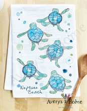 Load image into Gallery viewer, Baby Turtles Walking Cute Coastal Customizable Kitchen Towel
