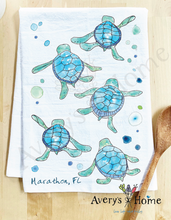 Load image into Gallery viewer, Baby Turtles Walking Cute Coastal Customizable Kitchen Towel
