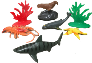 Sea Animal Figurines in Clear Tube with Dolphin Head Topper