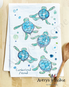 Baby Turtles Walking Cute Coastal Customizable Kitchen Towel