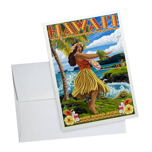 NOTECARD Hawaii, Hula Girl on Coast Merrie Monarch