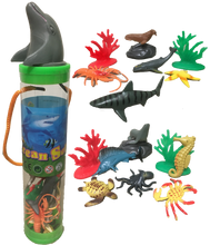 Load image into Gallery viewer, Sea Animal Figurines in Clear Tube with Dolphin Head Topper
