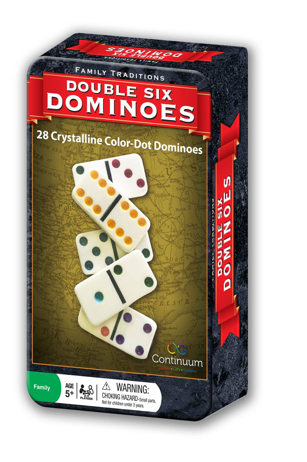 Family Traditions Double 6 Dominoes Tin